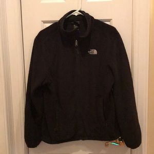 Women’s black North Face zip-up jacket. Size:Large